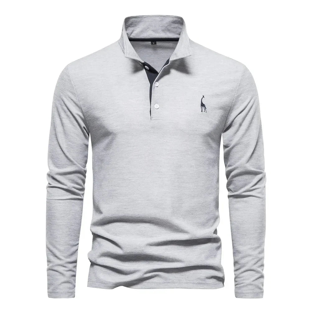 Bastian heren polo met lange mouwen – zachte, ademende stof met klassieke pasvorm voor stijlvolle en comfortabele looks