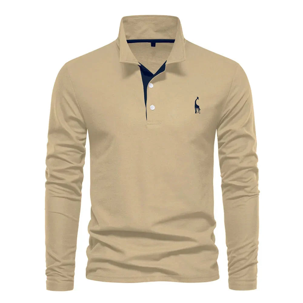 Bastian heren polo met lange mouwen – zachte, ademende stof met klassieke pasvorm voor stijlvolle en comfortabele looks