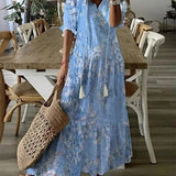 Dames Maxi Jurk met Bloemenprint en V-Hals