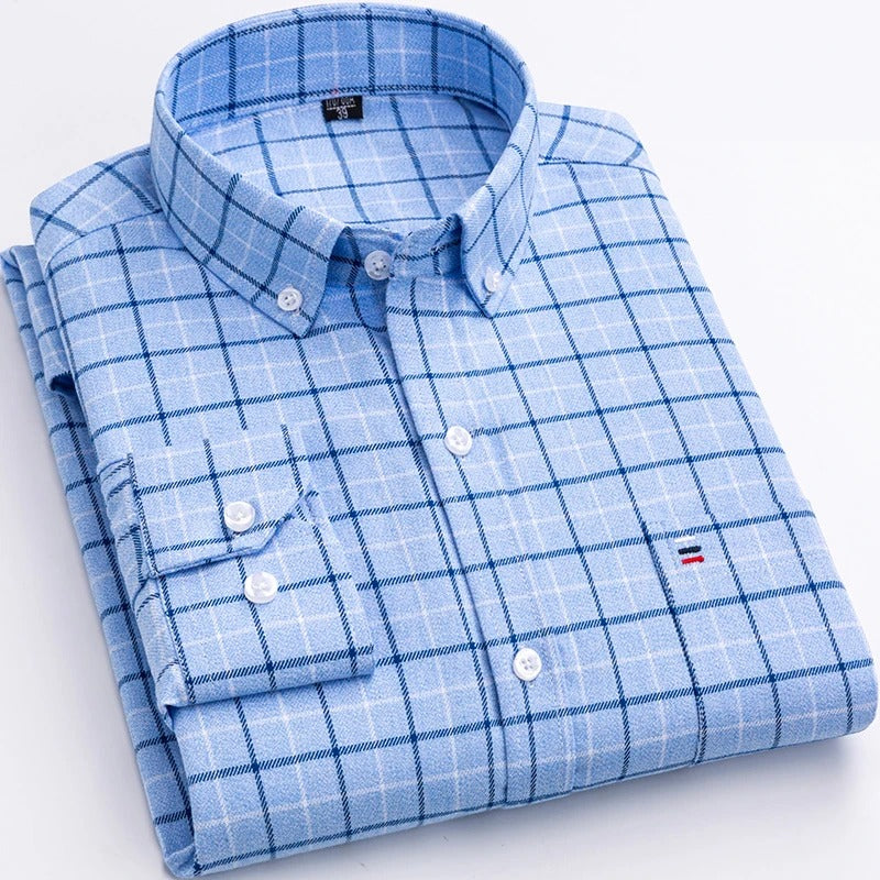 Heren geruit overhemd in diverse kleuren – zachte katoenen stof, regular fit pasvorm en tijdloze casual stijl.