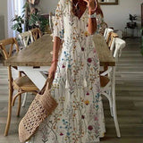 Dames Maxi Jurk met Bloemenprint en V-Hals