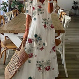 Dames Maxi Jurk met Bloemenprint en V-Hals