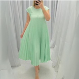 Dames Maxi Jurk met Geplooide Rok en V-Hals