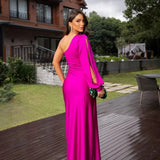 One-Shoulder Maxi Jurk met Drapering