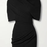 Mini Jurk met Pofmouwen en Gedrapeerde Taille
