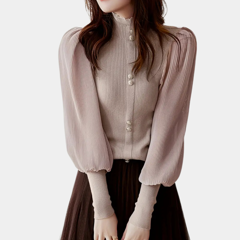 Jovana – Elegante gebreide top voor dames – Stijlvolle en veelzijdige top met een verfijnde pasvorm, perfect voor zowel casual als chique outfits. Ideaal voor laagjes in het koude seizoen of een comfortabele, stijlvolle look.