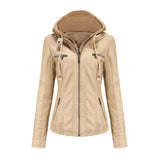 Dames Jas met Capuchon en Leren Look