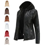 Dames Jas met Capuchon en Leren Look