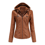 Dames Jas met Capuchon en Leren Look