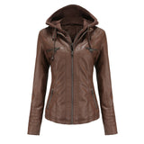 Dames Jas met Capuchon en Leren Look