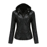 Dames Jas met Capuchon en Leren Look