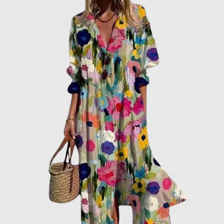 Maxi Blousejurk met Botanische Print