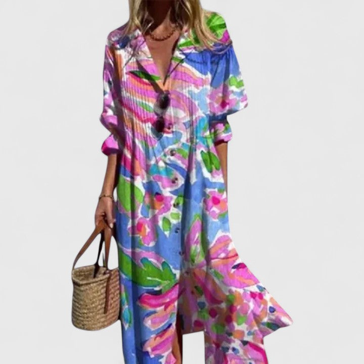 Maxi Blousejurk met Botanische Print