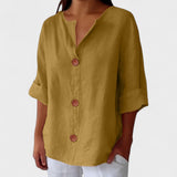 Dames Blouse met Knoopsluiting en Korte Mouwen